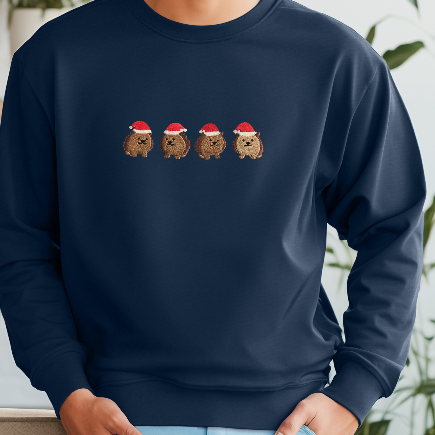 Embroidered Holiday Hedgehog Sweatshirt | Cute Christmas Design | Made to Order