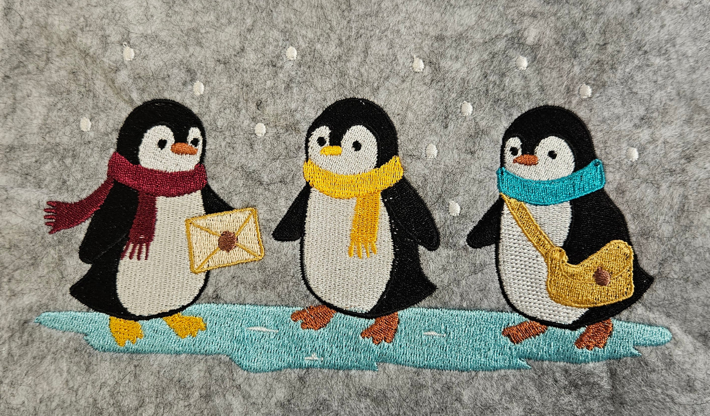Embroidered Penguin Sweatshirt | Winter Holiday Crewneck or Hoodie | Cute Christmas Embroidery | Made to Order Cozy Winter Pullover