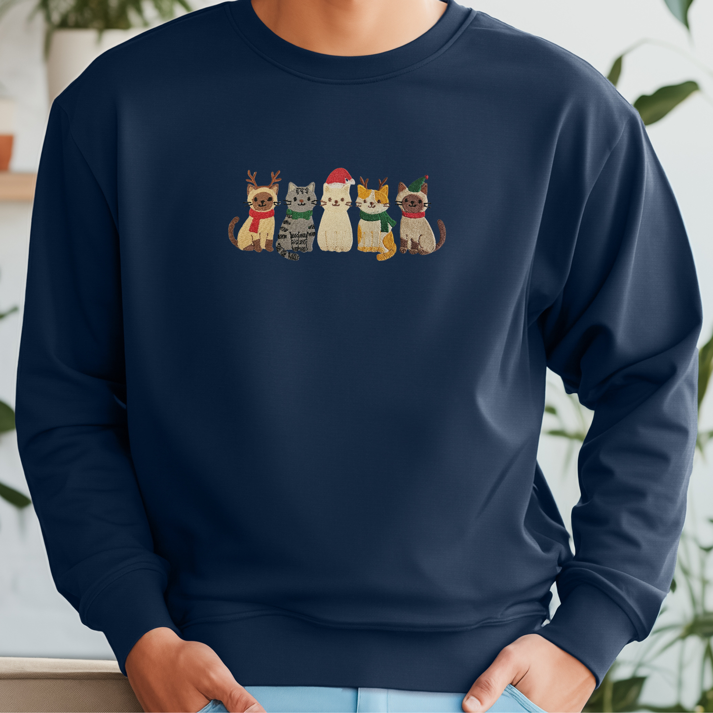 Holiday Cat Crewneck | Embroidered Christmas Cats | Made to Order