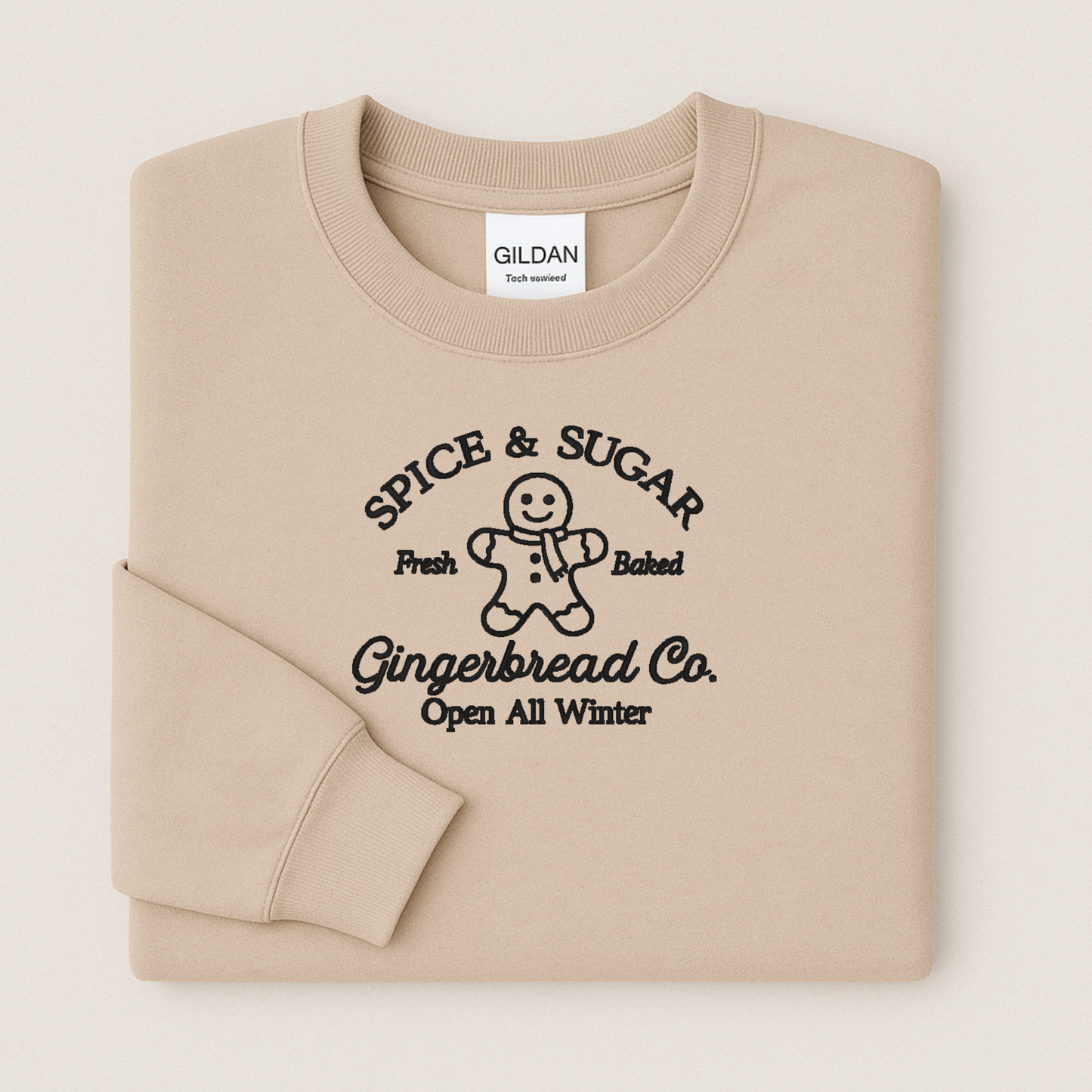 Gingerbread Co. Embroidered Sweatshirt | Spice & Sugar Holiday Crewneck or Hoodie | Gildan | Made to Order | 11 Colors Available