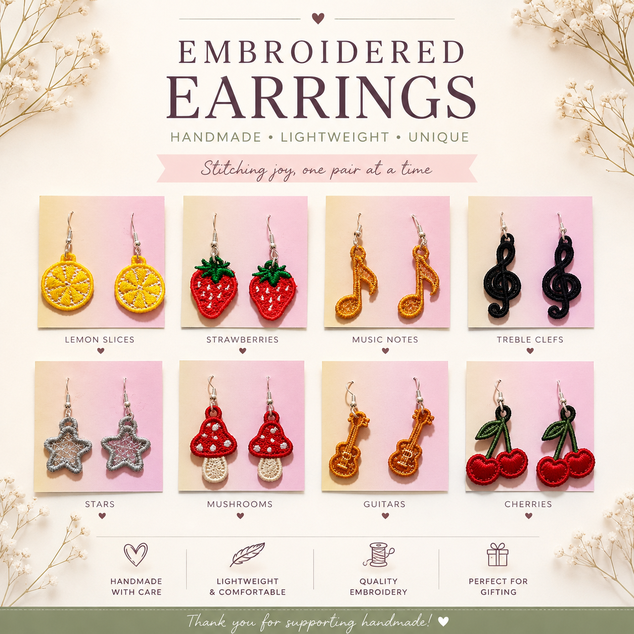 Embroidered Earrings