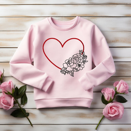 Embroidered Sweatshirt Floral Heart Mother's Day Gift Soft Comfy Mom Sweater Present Unisex Hoodie Custom Crewneck Sweatshirt