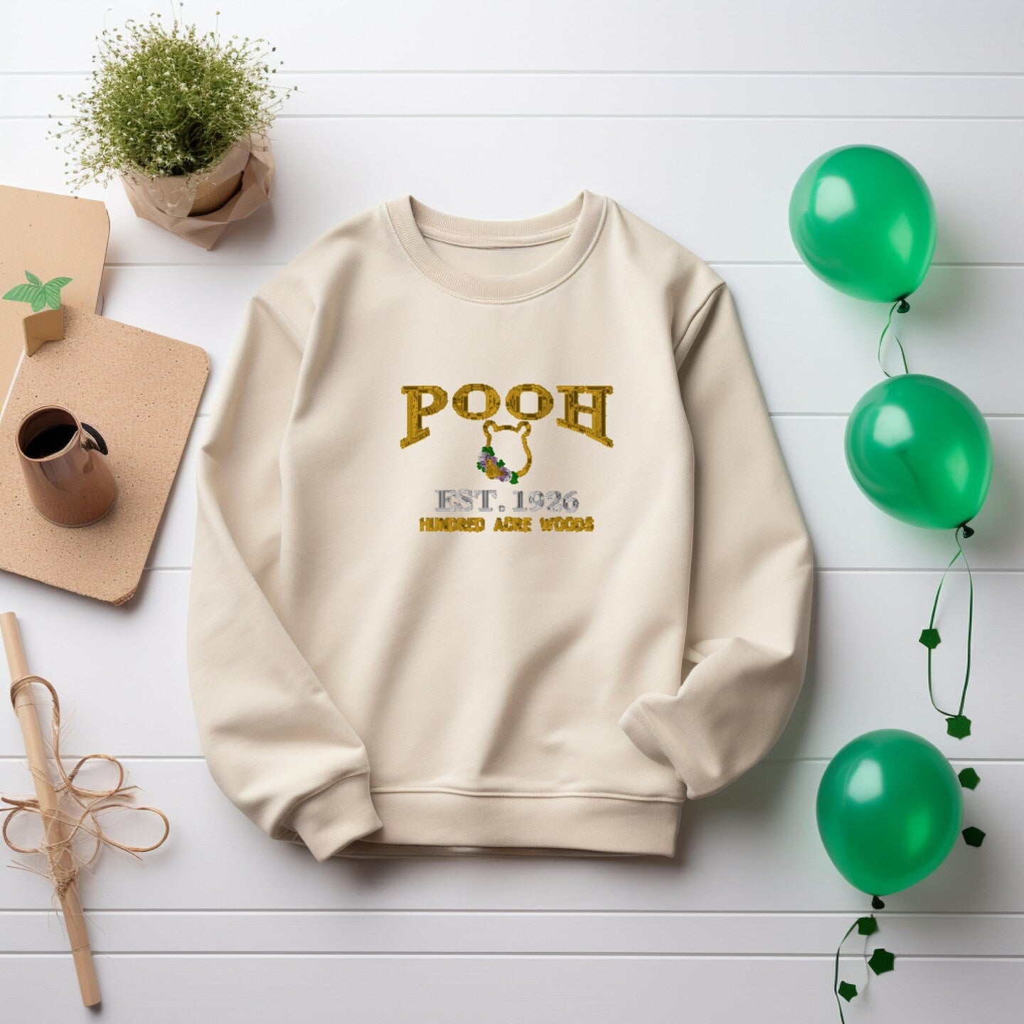 Embroidered Sweatshirt Hundred Acre Woods Pooh Fun Sweater Mother's Day Gift Soft Comfy Sweater Present Unisex Hoodie Custom Crewneck