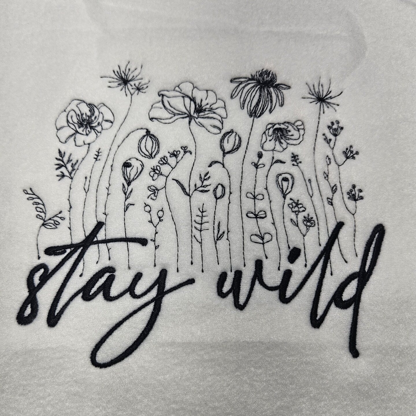 Embroidered Sweatshirt Stay Wild Flower Mother's Day Gift Soft Comfy Sweater Present Unisex Hoodie Custom Crewneck Sweatshirt