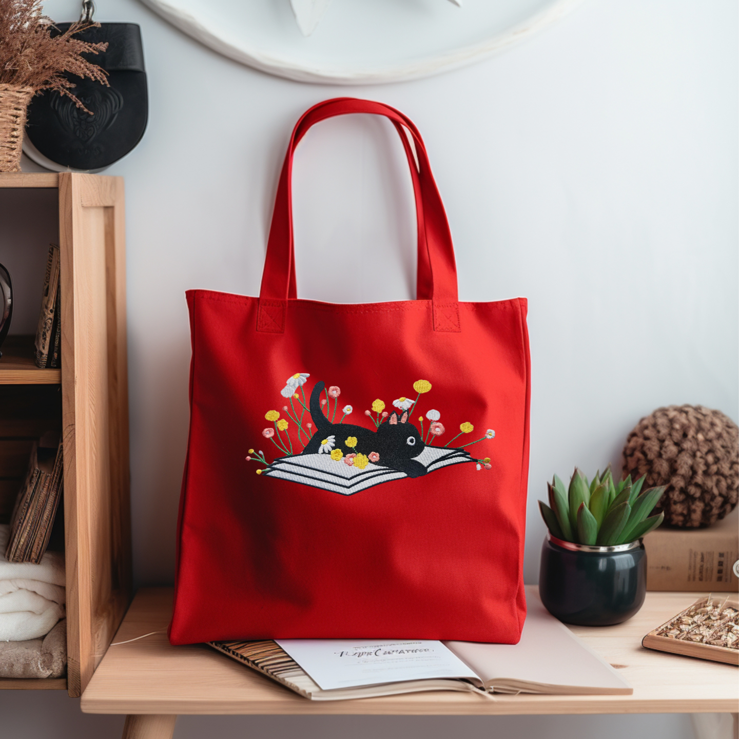 Personalized Embroidered Canvas Book Bag Reusable Grocery Sack Custom Shopping Bag Canvas Tote Mother's Day Gift Present for Reader