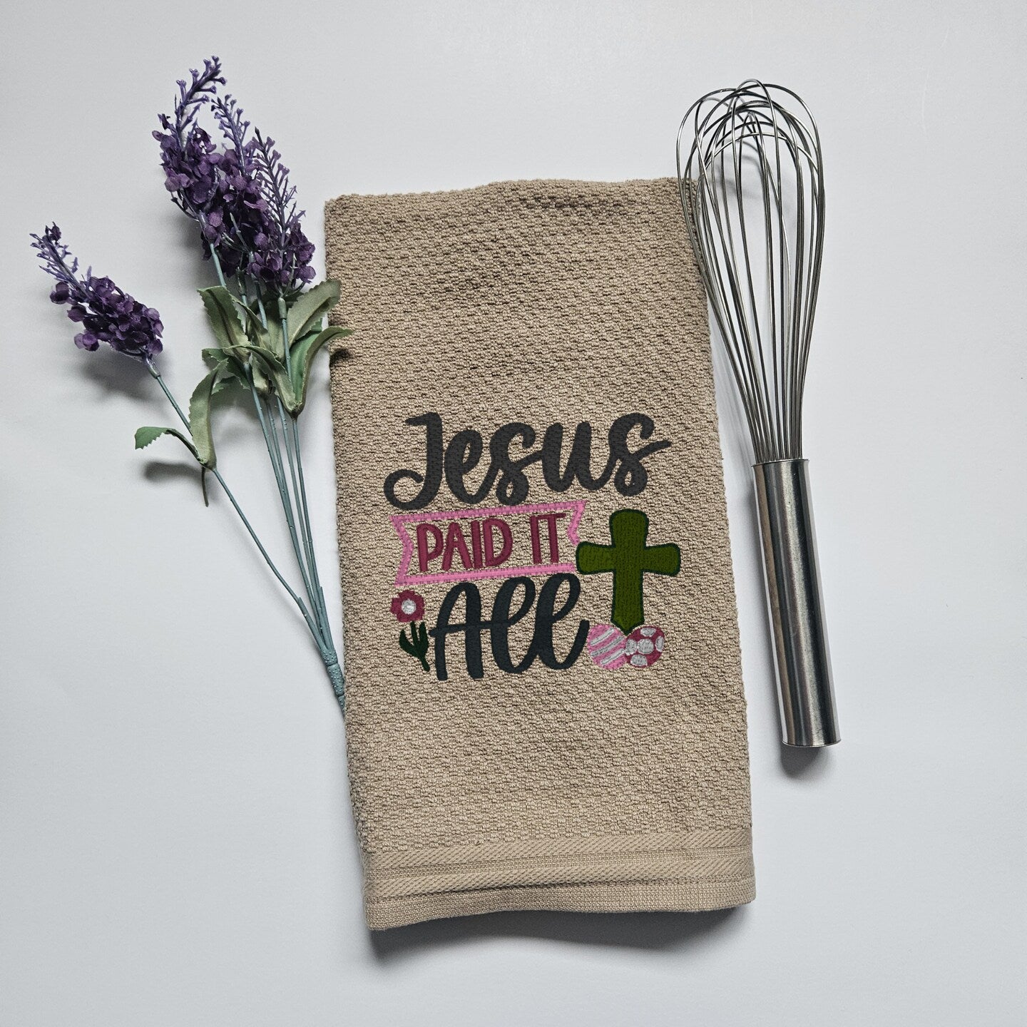 Embroidered Easter Kitchen Towel Thank You Gift Home Decor Cloth Custom Religious Tea Towel