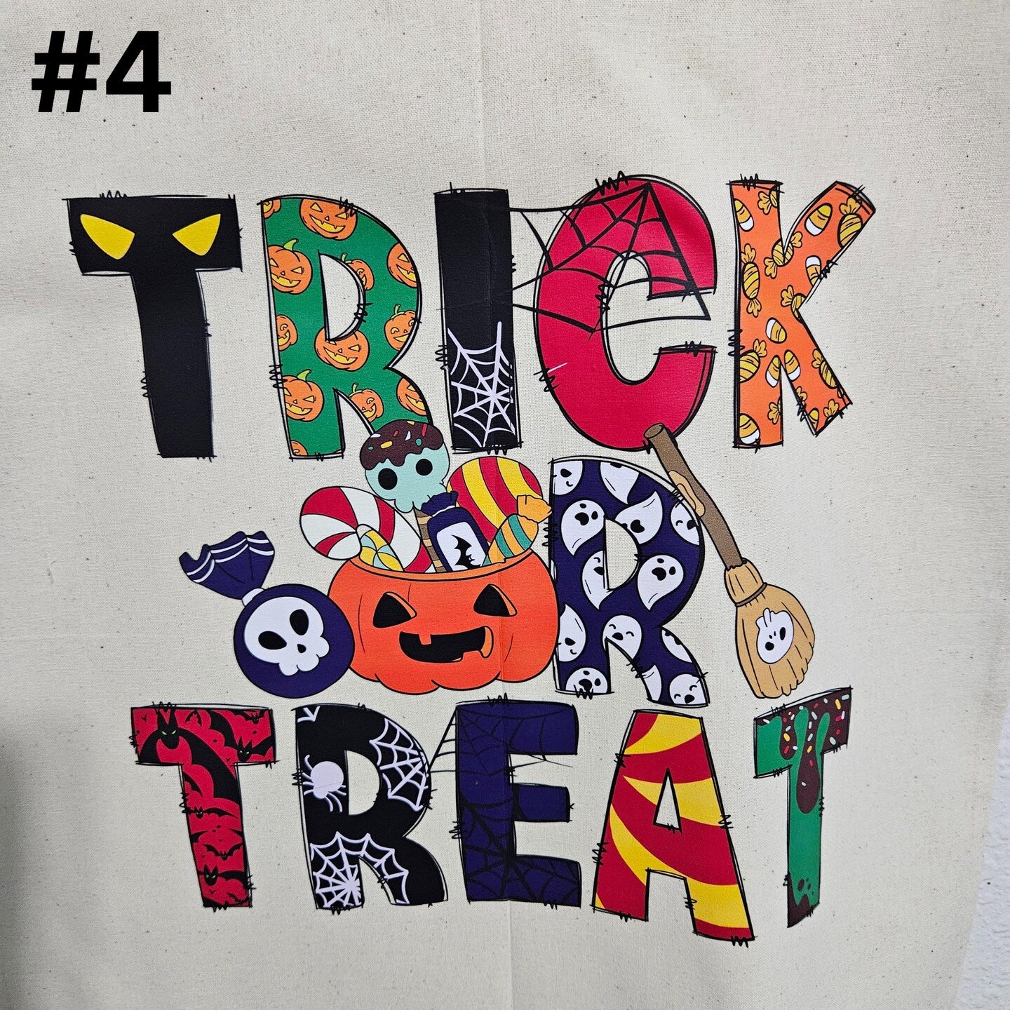 Halloween Trick or Treat Bags with Printed Design - Perfect for Candy Hauls!