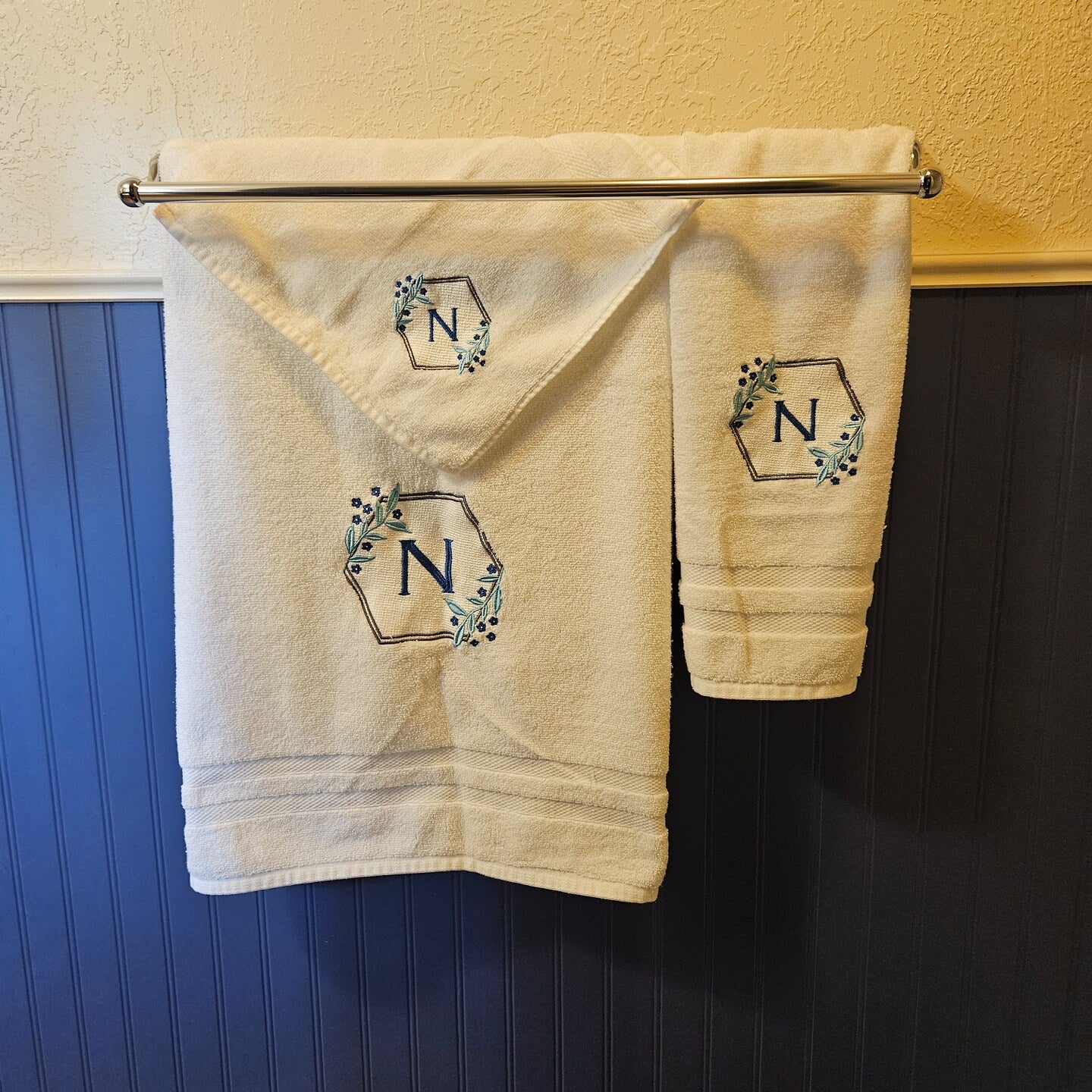 Personalized Embroidered Bathroom Towel Set Monogram Towel Set Custom Wedding Gift Housewarming Present