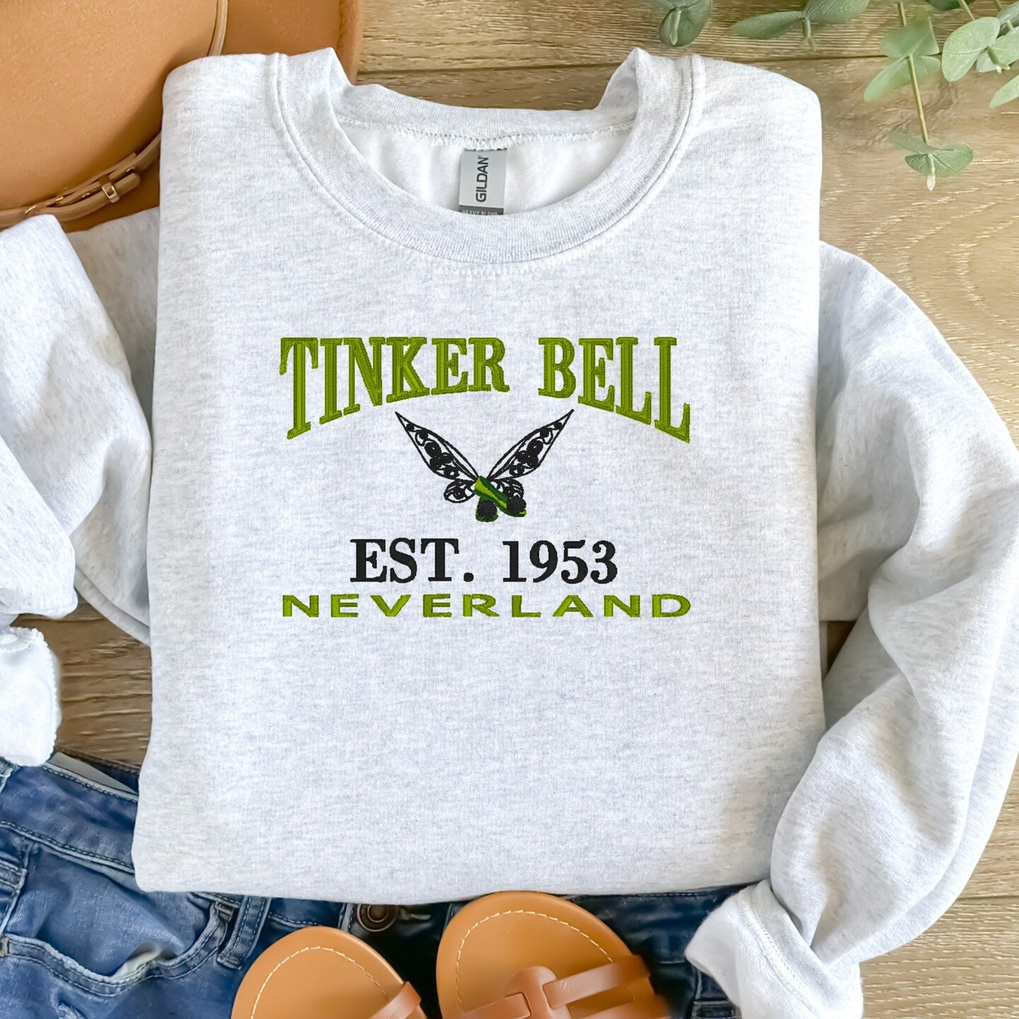 Embroidered Sweatshirt Tinkerbell Neverland Fun Mother's Day Gift Soft Comfy Sweater Present Unisex Hoodie Custom Crewneck Sweatshirt