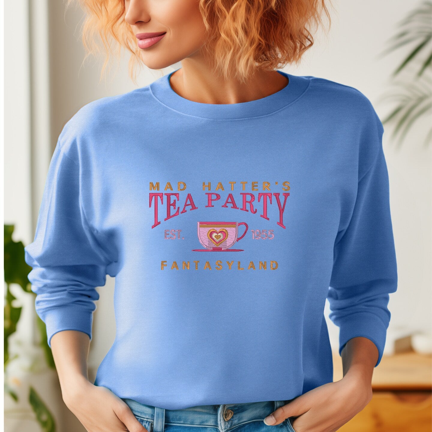 Embroidered Sweatshirt Mad Hatters Tea Party Mother's Day Gift Soft Comfy Sweater Present Unisex Hoodie Custom Crewneck Sweatshirt