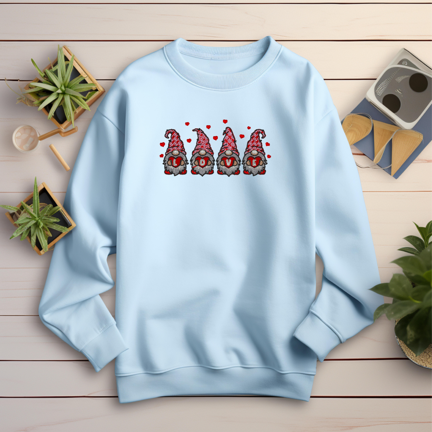 Embroidered Sweatshirt Love Gnomes Fun Mother's Day Gift Soft Comfy Sweater Present Unisex Hoodie Custom Crewneck Sweatshirt