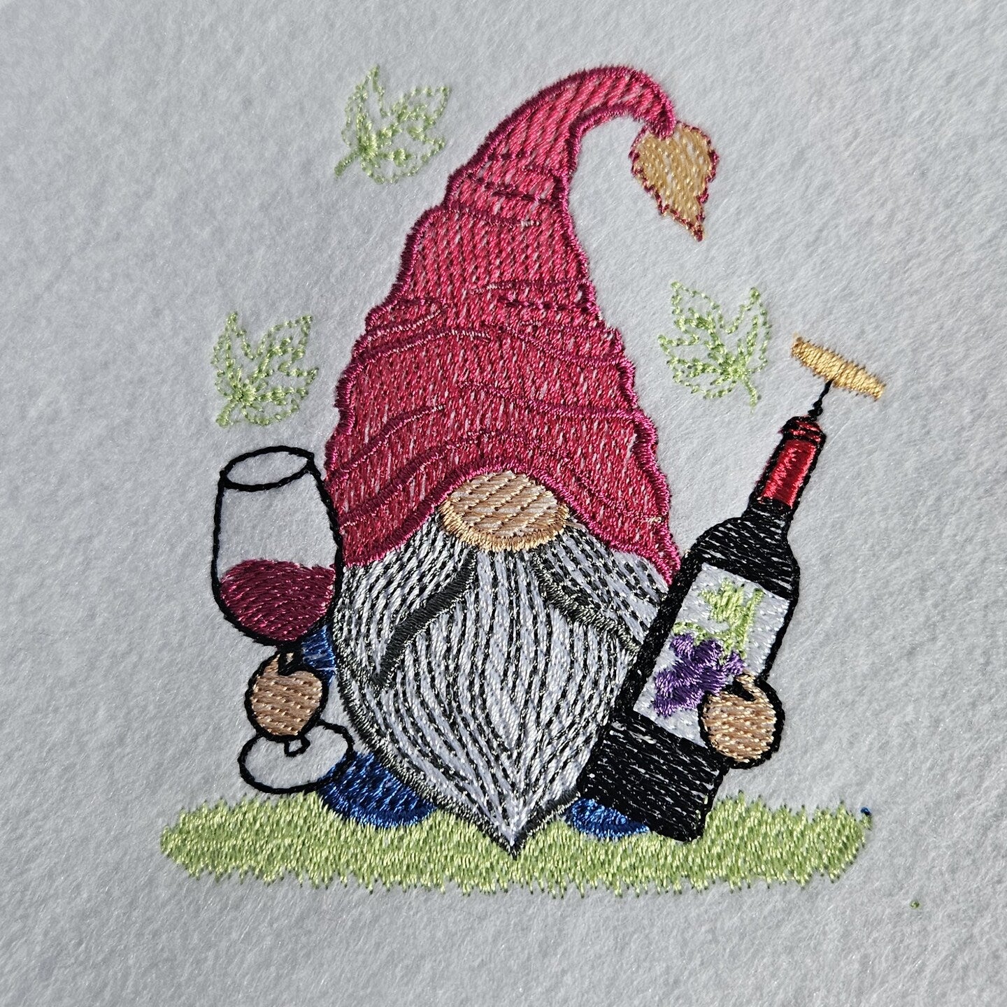 Embroidered Gnome Canvas Drawstring Wine Tote Housewarming Wine Bag Wine Sack Present Thank You Gift Hostess Gift Appreciation Wine Gift Bag