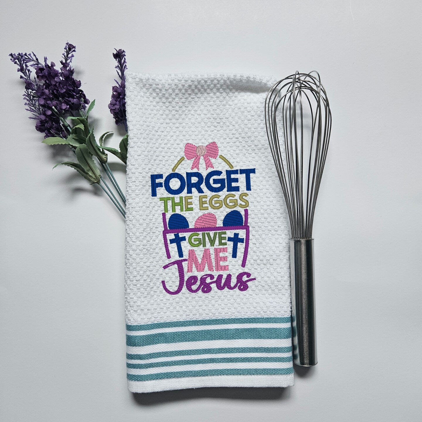 Embroidered Easter Kitchen Towel Thank You Gift Home Decor Cloth Custom Religious Tea Towel