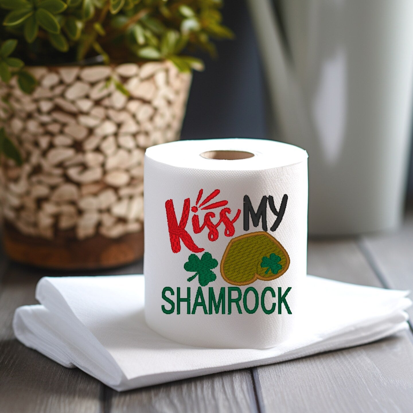 Embroidered Saint Patrick's Day Toilet Paper White Elephant Present Gag Gift Bathroom Humor Home Decore TP Decoration