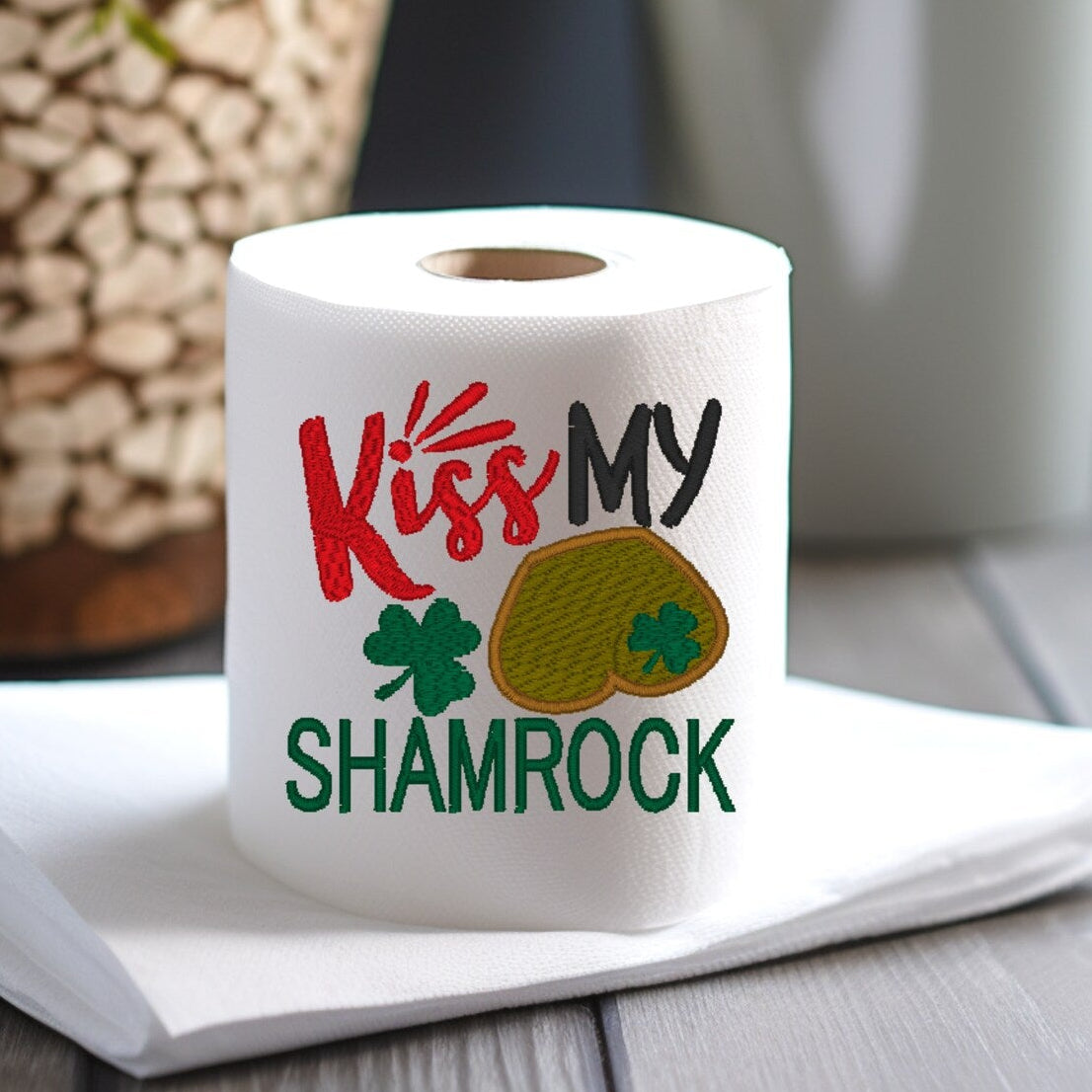 Kiss My Shamrock embroidered toilet paper