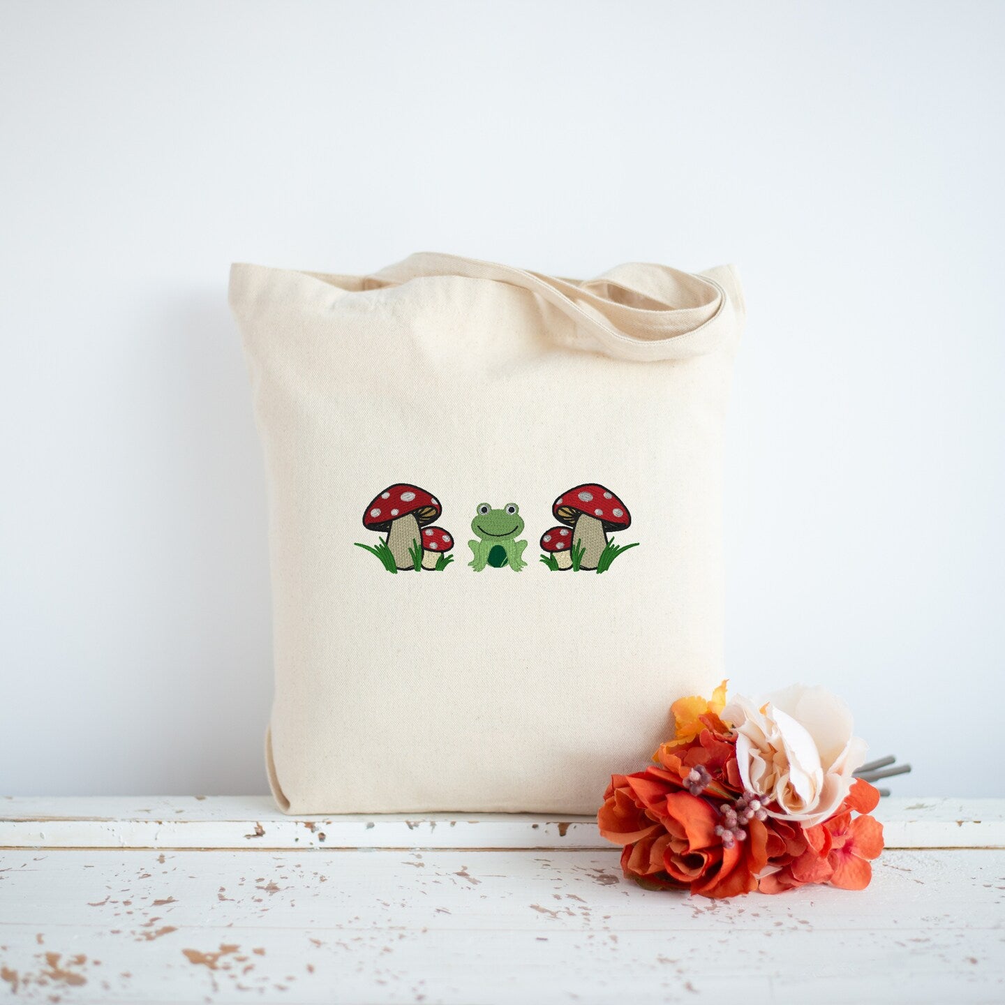 Embroidered Canvas Sling Tote Reusable Grocery Sack Custom Shopping Bag Canvas Book Tote Mother's Day Gift Present for Reader