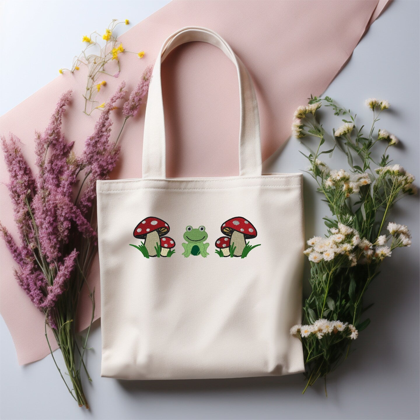 Personalized Embroidered Canvas Book Bag Reusable Grocery Sack Custom Shopping Bag Canvas Book Tote Mother's Day Gift