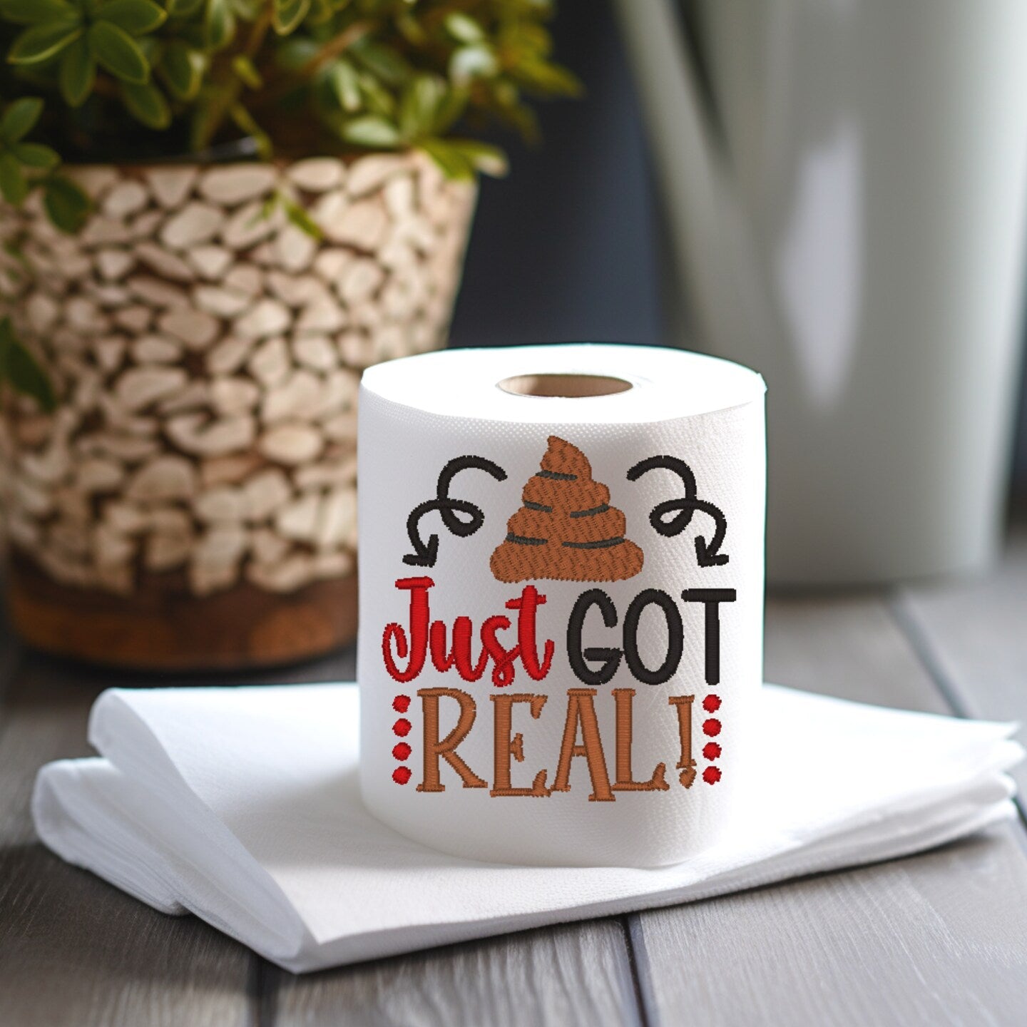 Embroidered Birthday Toilet Paper White Elephant Present Bathroom Humor Home Decor TP Decoration