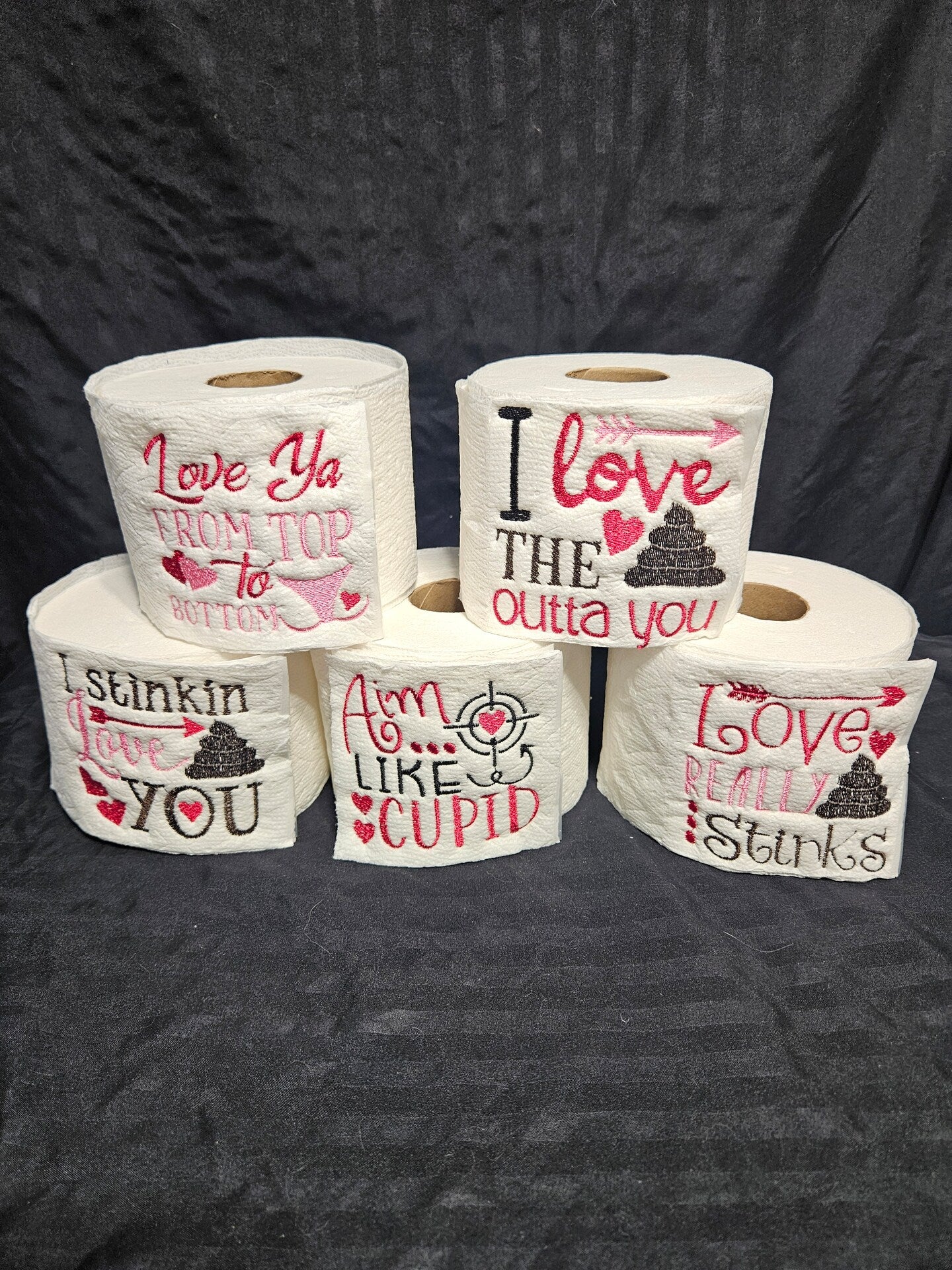 Embroidered Valentines Toilet Paper White Elephant Present Bathroom Humor Gag Gift Home Decor TP Decoration