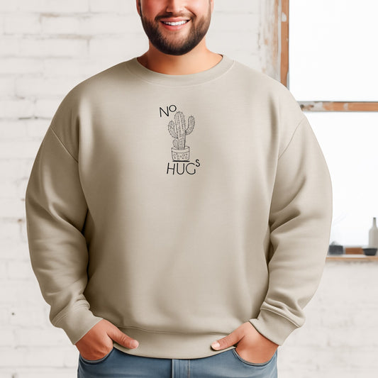 Embroidered Sweatshirt No Hugs Womens Sweater Gift Comfy Pullover Unisex Hoodie Embroidered Custom Crewneck Sweatshirt for Mom