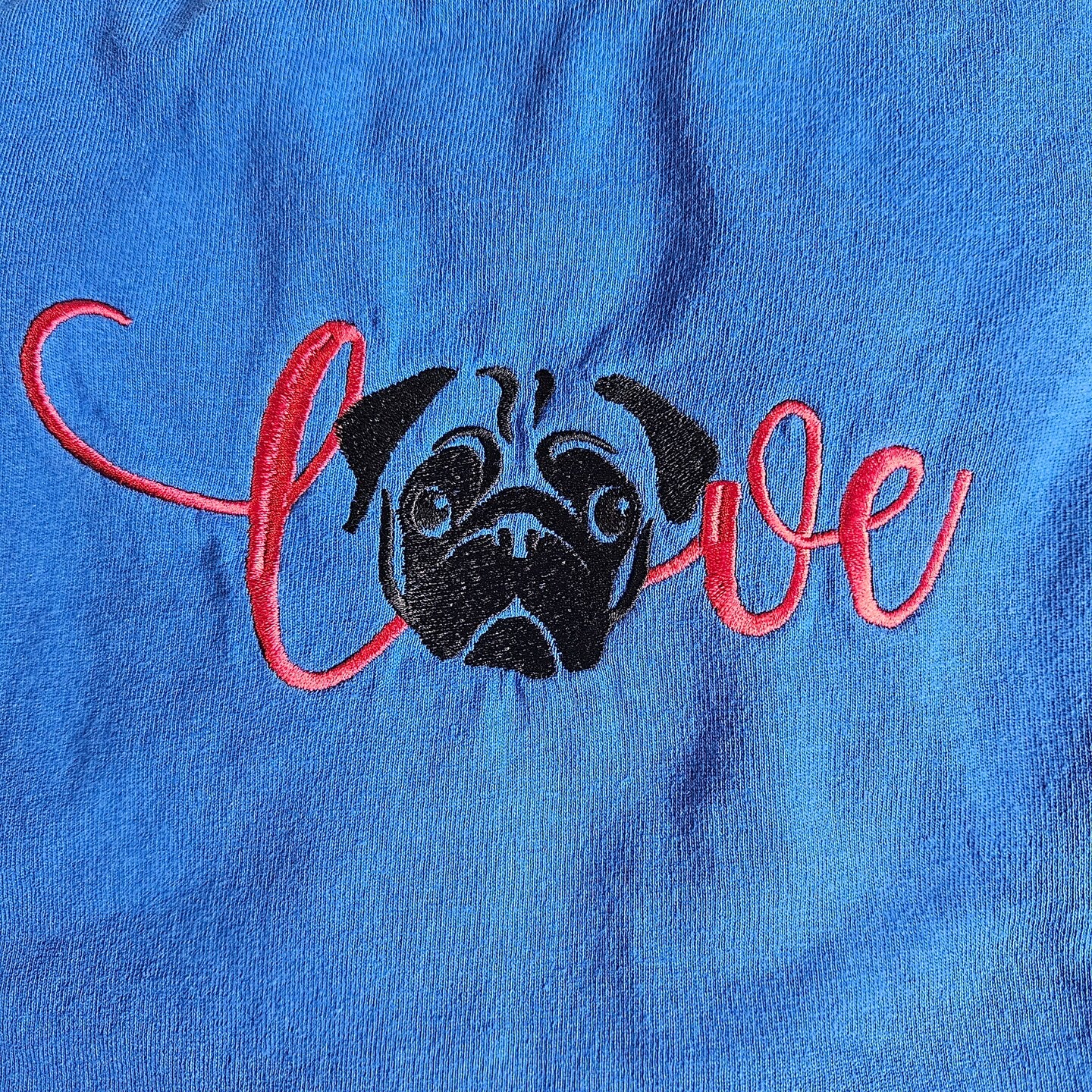 Embroidered Sweatshirt Love Pug Womens Sweater Gift Comfy Pullover Unisex Hoodie Embroidered Custom Crewneck Sweatshirt for Mom