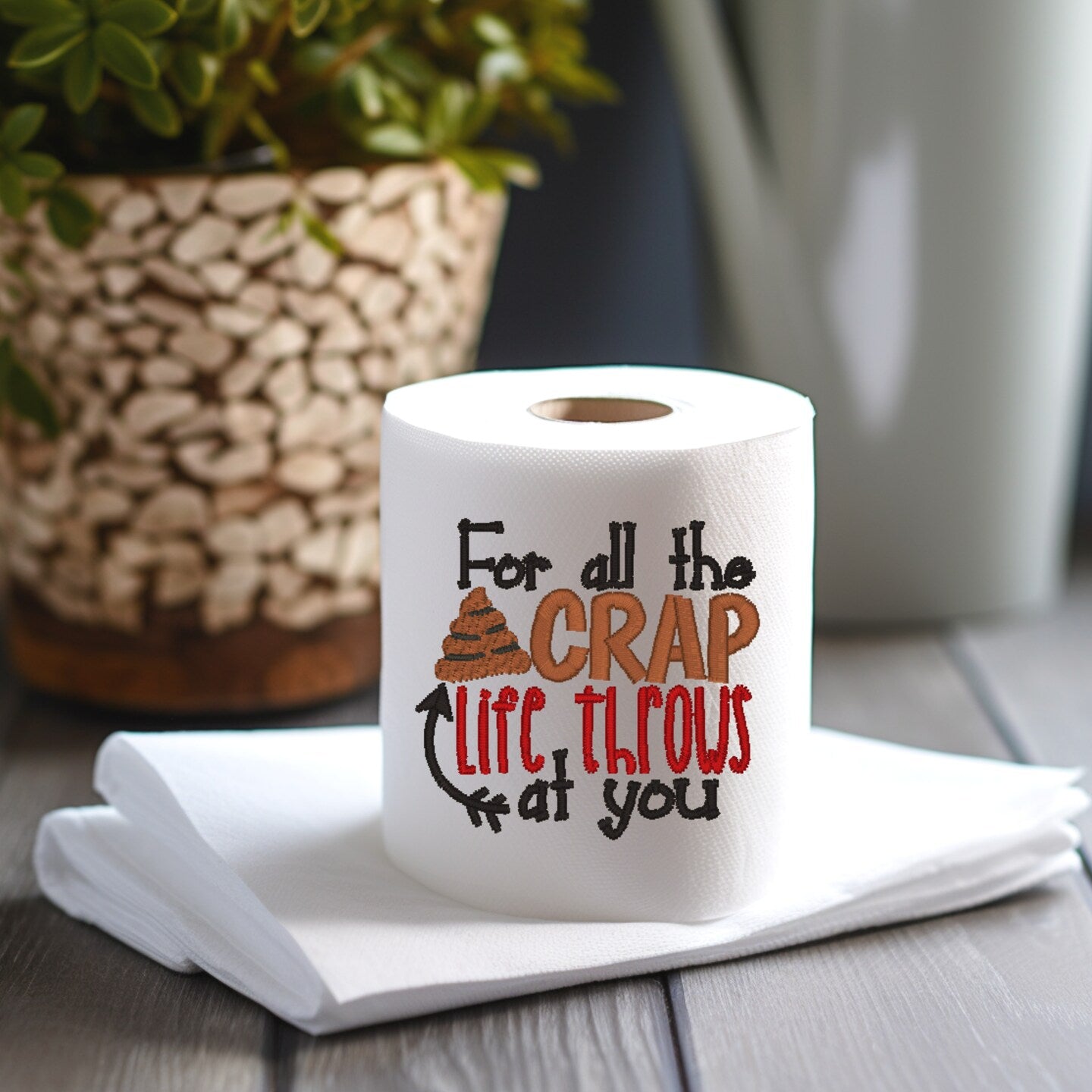 Embroidered Birthday Toilet Paper White Elephant Present Bathroom Humor Home Decor TP Decoration