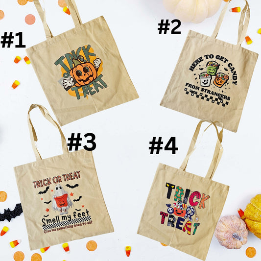 Halloween Trick or Treat Bags with Printed Design - Perfect for Candy Hauls!