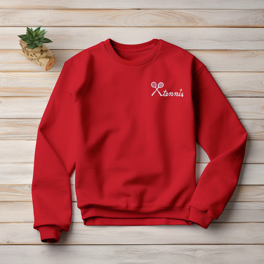 Embroidered Tennis Sweatshirt Sweater Comfy Gift Women's and Men's Pullover Present Unisex Hoodie Embroidered Custom Crewneck Sweatshirt