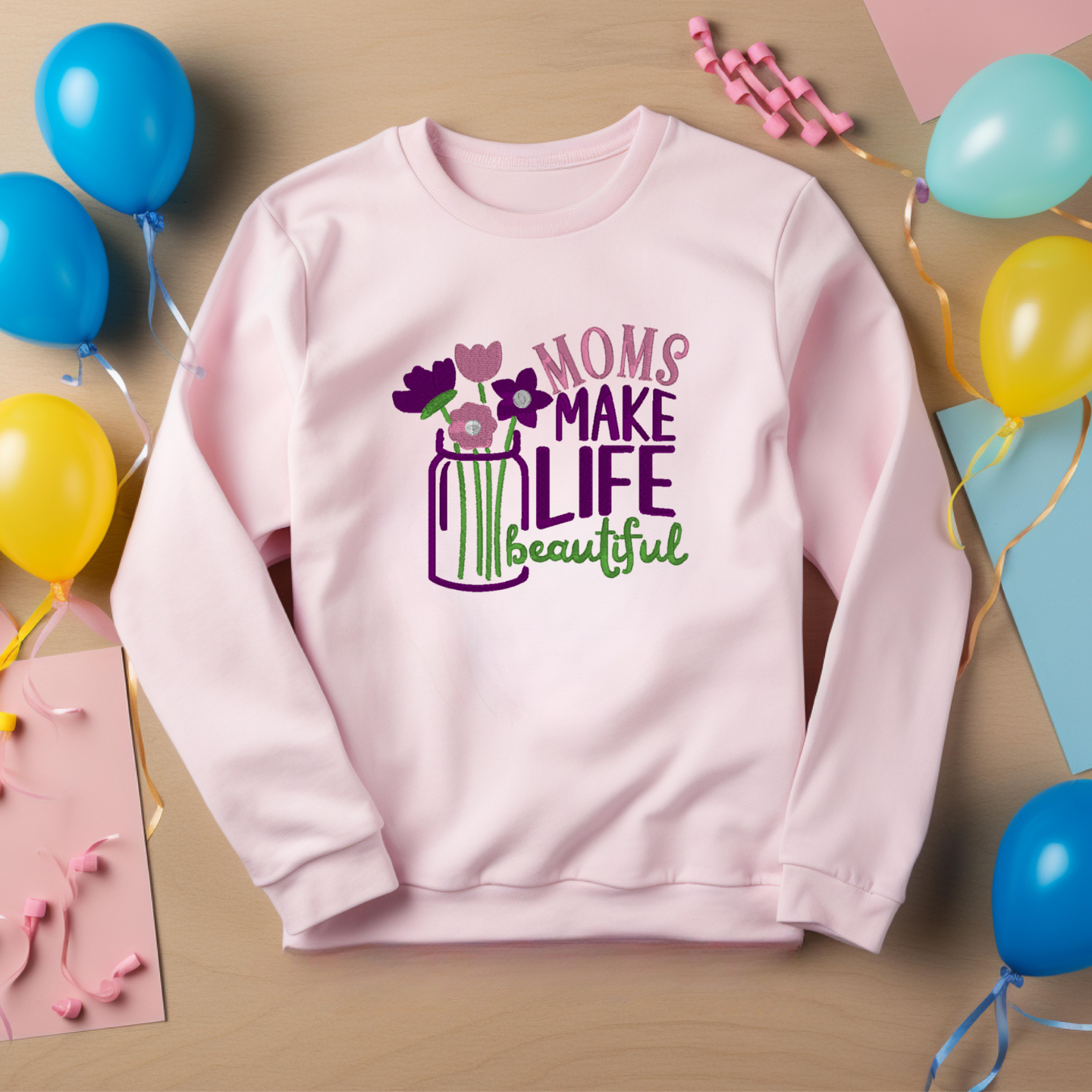 Embroidered Sweatshirt Moms Make Mother's Day Gift Soft Comfy Sweater Present Unisex Hoodie Custom Crewneck Sweatshirt