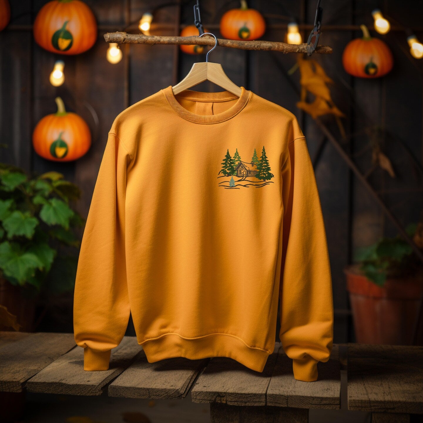 Embroidered Sweatshirt Cabin in the Woods Soft Comfy Sweater Gift Custom Unisex Hoodie Custom Crewneck Nature Lover Present