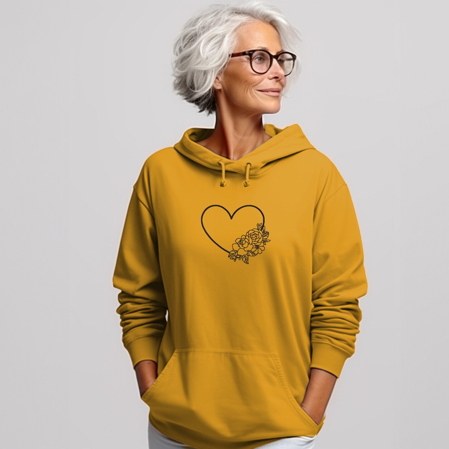 Embroidered Sweatshirt Floral Heart Mother's Day Gift Soft Comfy Mom Sweater Present Unisex Hoodie Custom Crewneck Sweatshirt