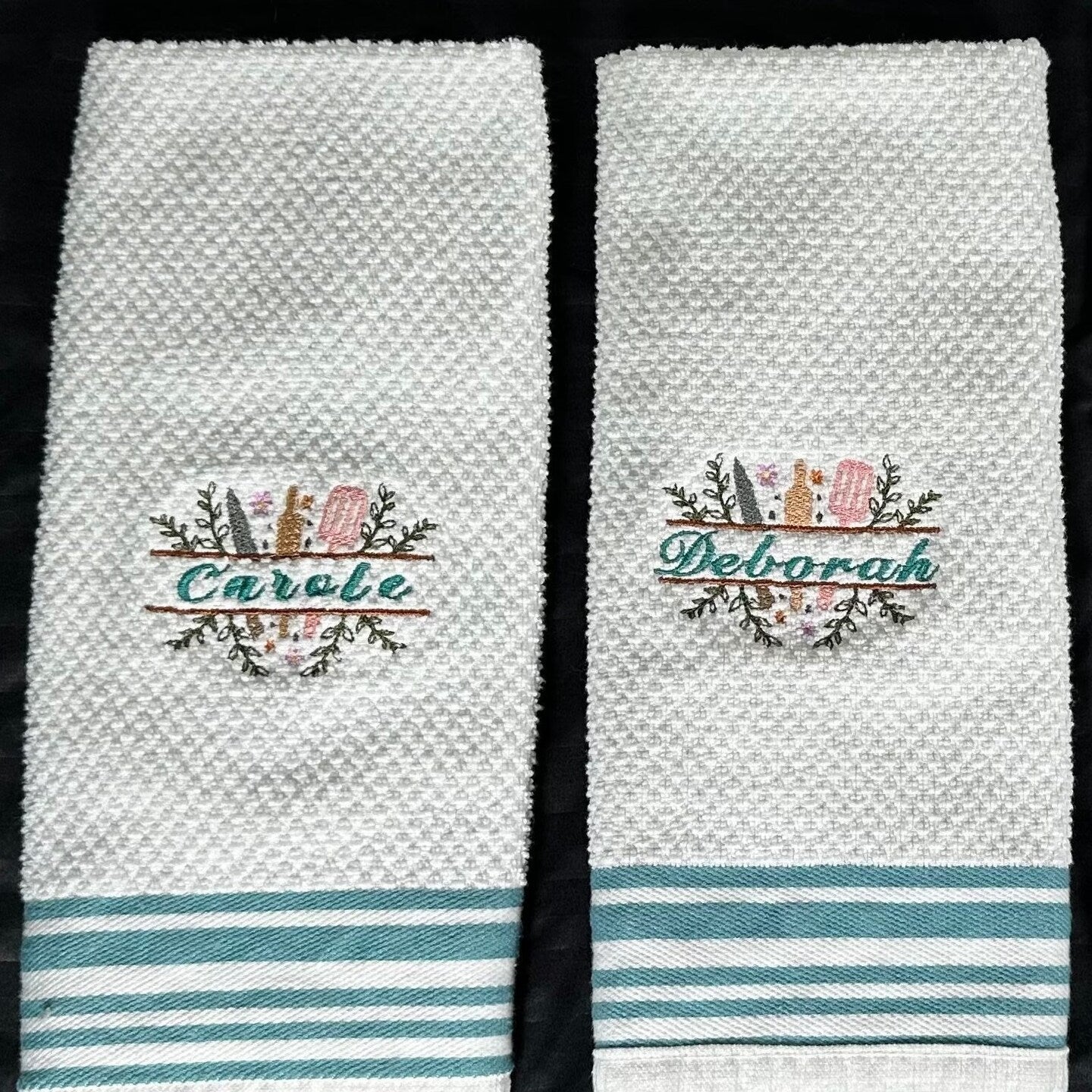 Personalized Embroidered Kitchen Towel Thank You Gift Home Decor Cloth Custom Tea Towel