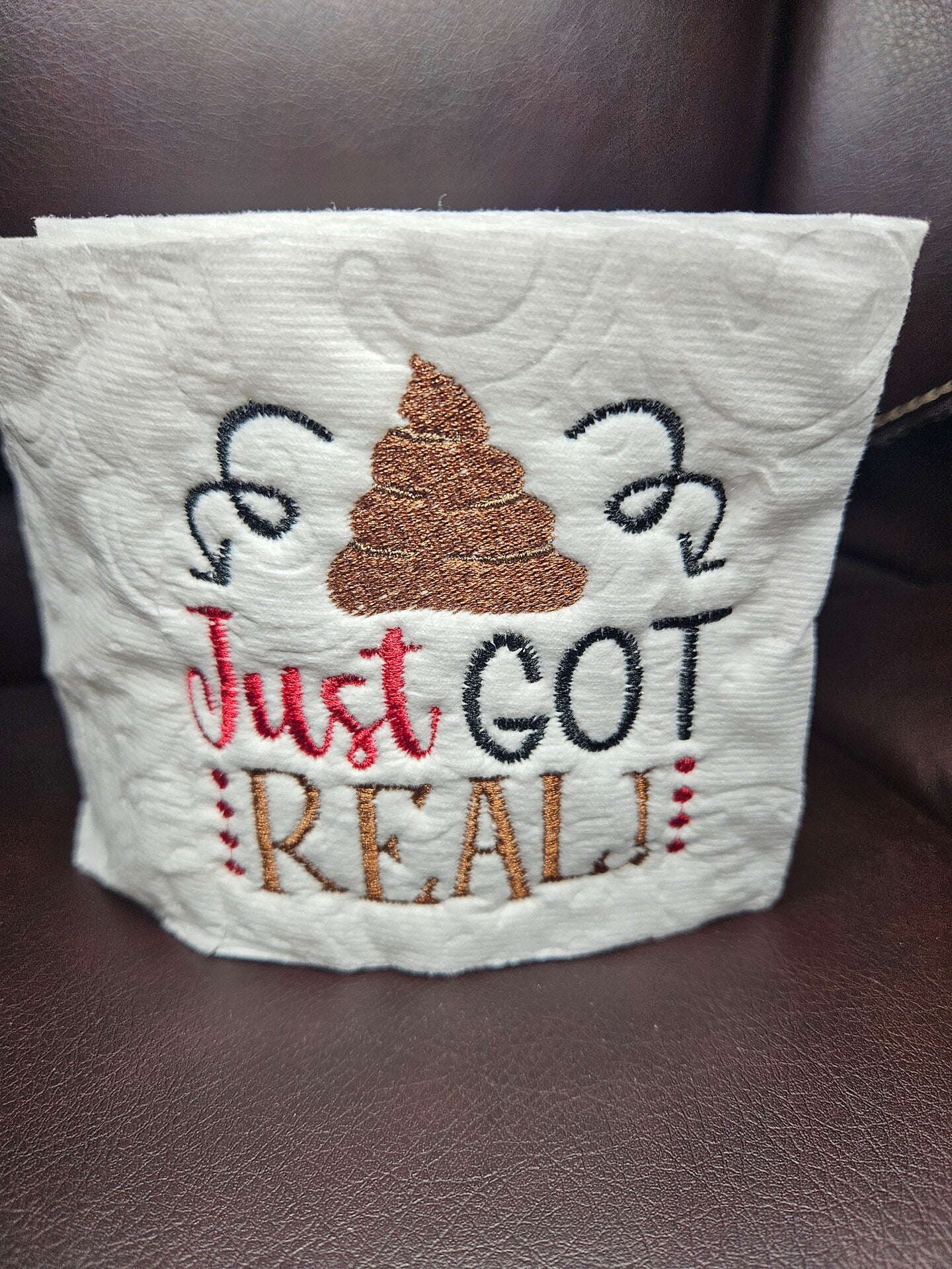 Embroidered Birthday Toilet Paper White Elephant Present Bathroom Humor Home Decor TP Decoration