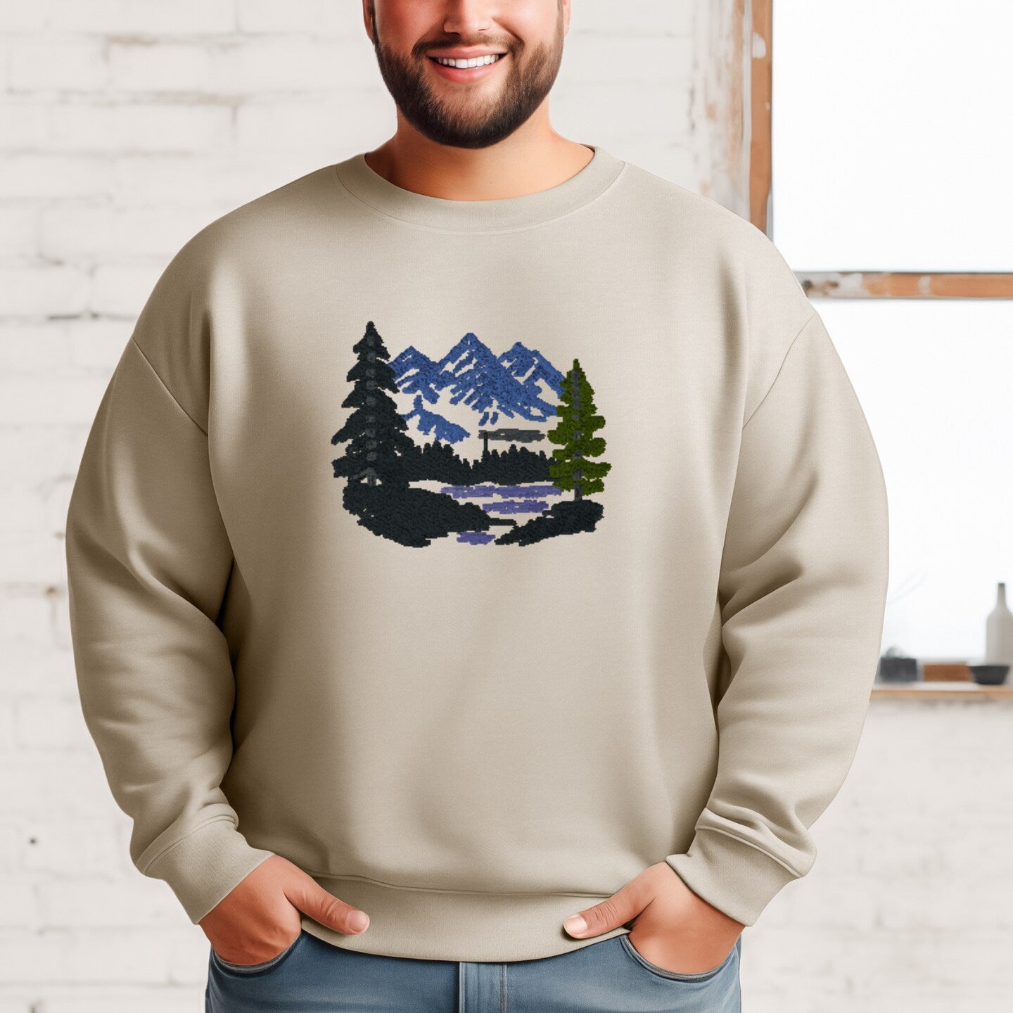 Embroidered Sweatshirt Scenic Mountain  Mother's Day Gift Soft Comfy Sweater Present Unisex Hoodie Custom Crewneck Nature Lovers