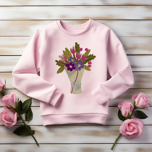 Embroidered Sweatshirt Vase with Flowers Comfy Pullover Present Cute Soft Mother's Day Gift Unisex Hoodie Custom Crewneck