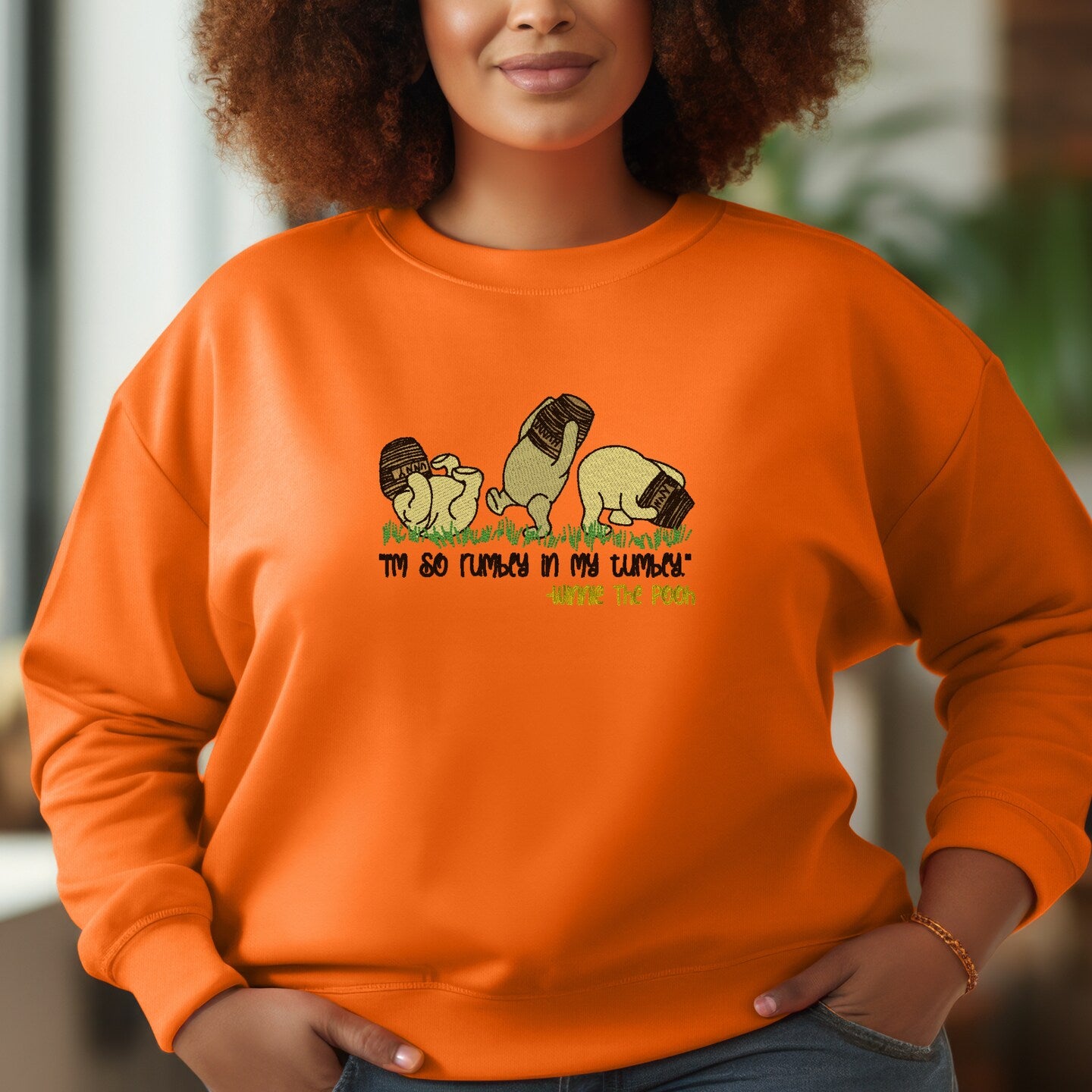 Embroidered Sweatshirt Rumbly in my Tumbly Pooh Sweater Mother's Day Gift Soft Comfy Sweater Present Unisex Hoodie Custom Crewneck Sweatshirt