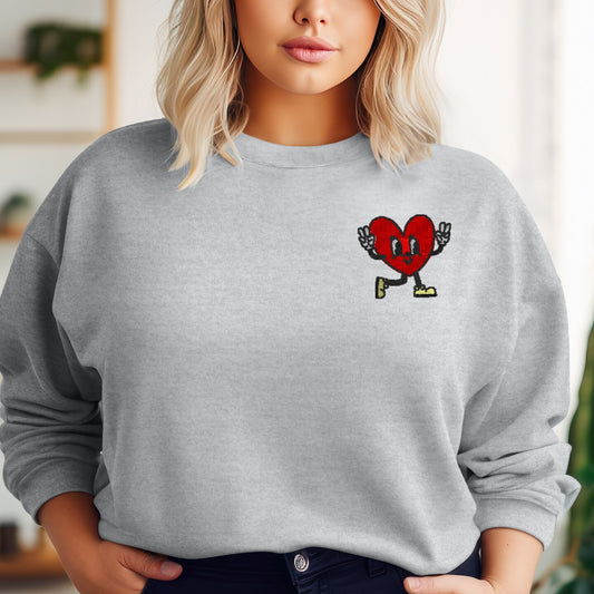 Embroidered Sweatshirt Walking Heart Mother's Day Sweater Gift Soft Comfy Pullover Present Unisex Hoodie Custom Crewneck