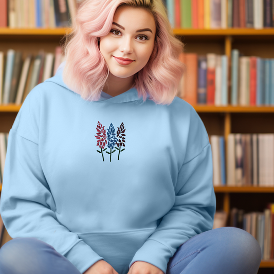 Embroidered Sweatshirt Three Lupines Sweater Comfy Gift Women's and Men's Pullover Present Unisex Hoodie Embroidered Custom Crewneck