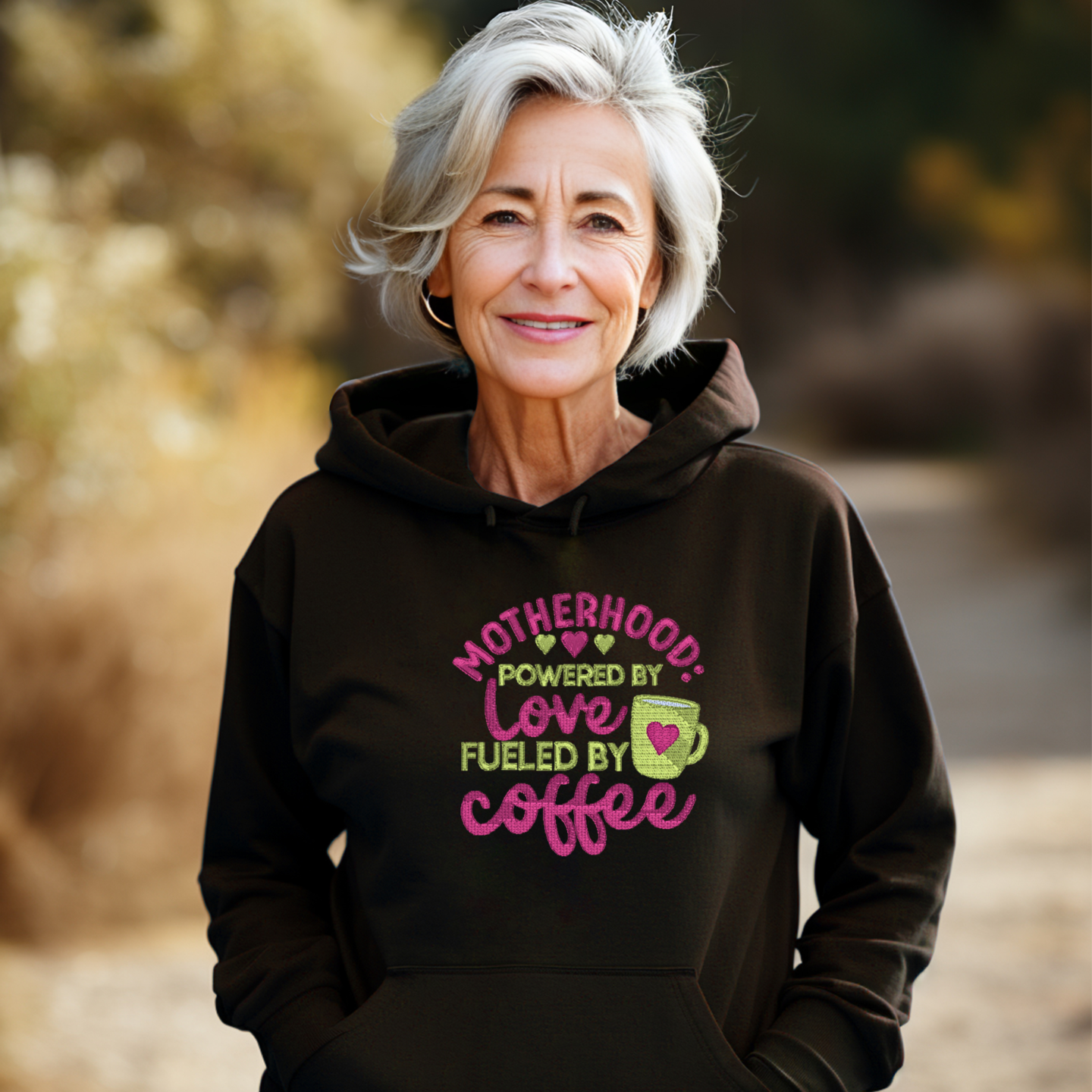 Embroidered Sweatshirt Motherhood is Fueled by Coffee Mother's Day Gift Soft Sweater Present Unisex Hoodie Custom Crewneck Sweatshirt