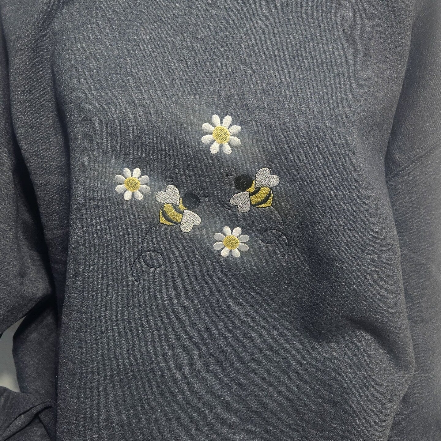 Embroidered Sweatshirt Bees and Daisies Mother's Day Gift Soft Comfy Sweater Gift Custom Unisex Hoodie Custom Crewneck Nature Lovers Present