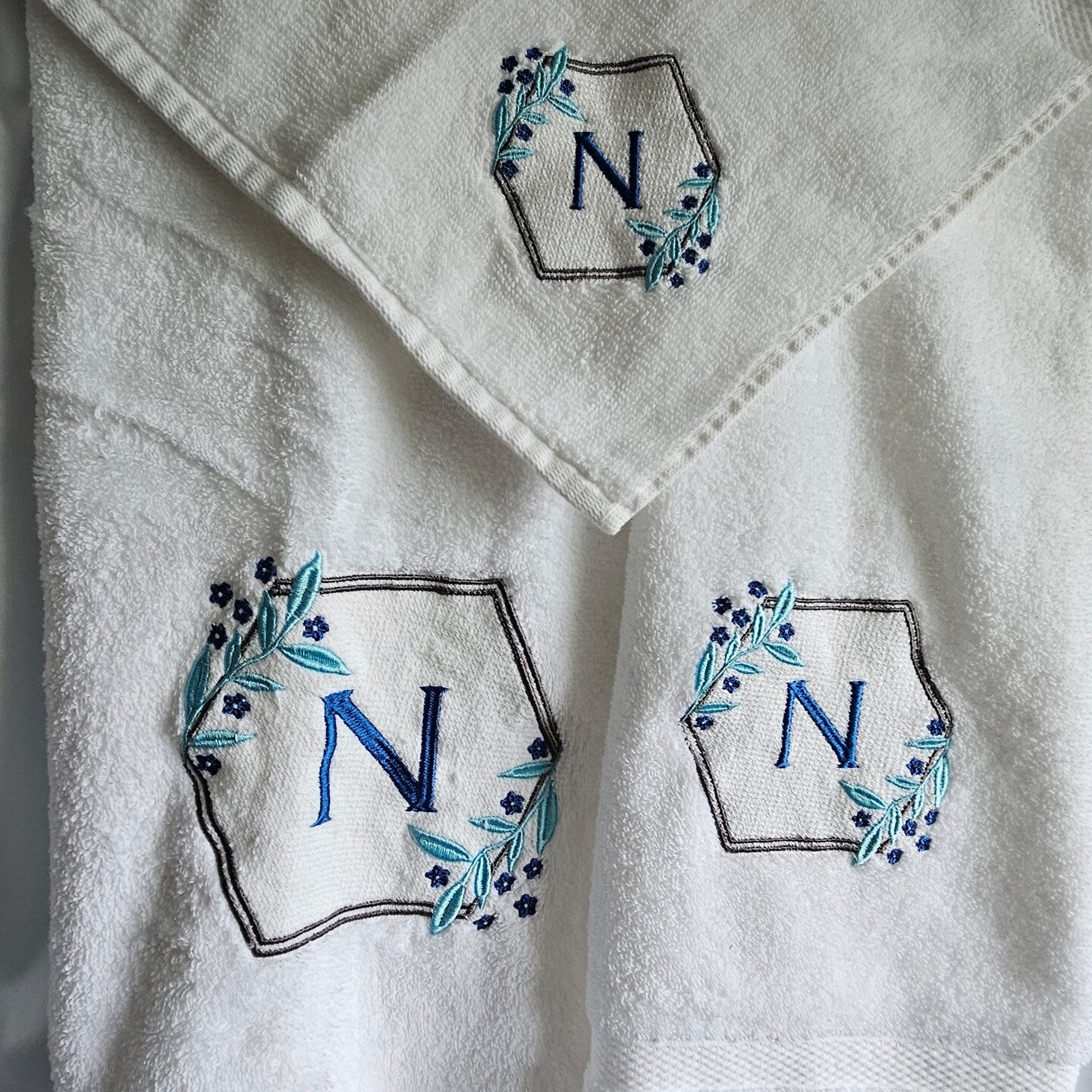 Personalized Embroidered Bathroom Towel Set Monogram Towel Set Custom Wedding Gift Housewarming Present