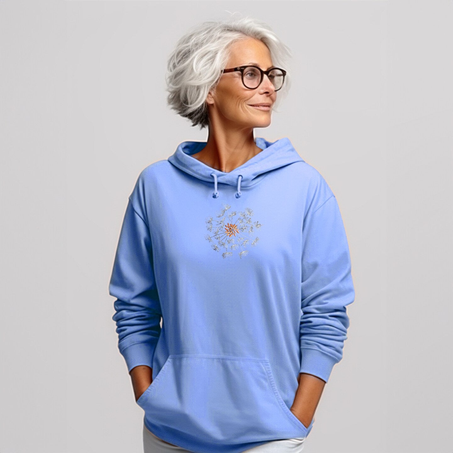 Embroidered Sweatshirt Dandelion Sweater Gift Comfy Womens Pullover Present Unisex Hoodie Embroidered Custom Crewneck Sweatshirt for Mom