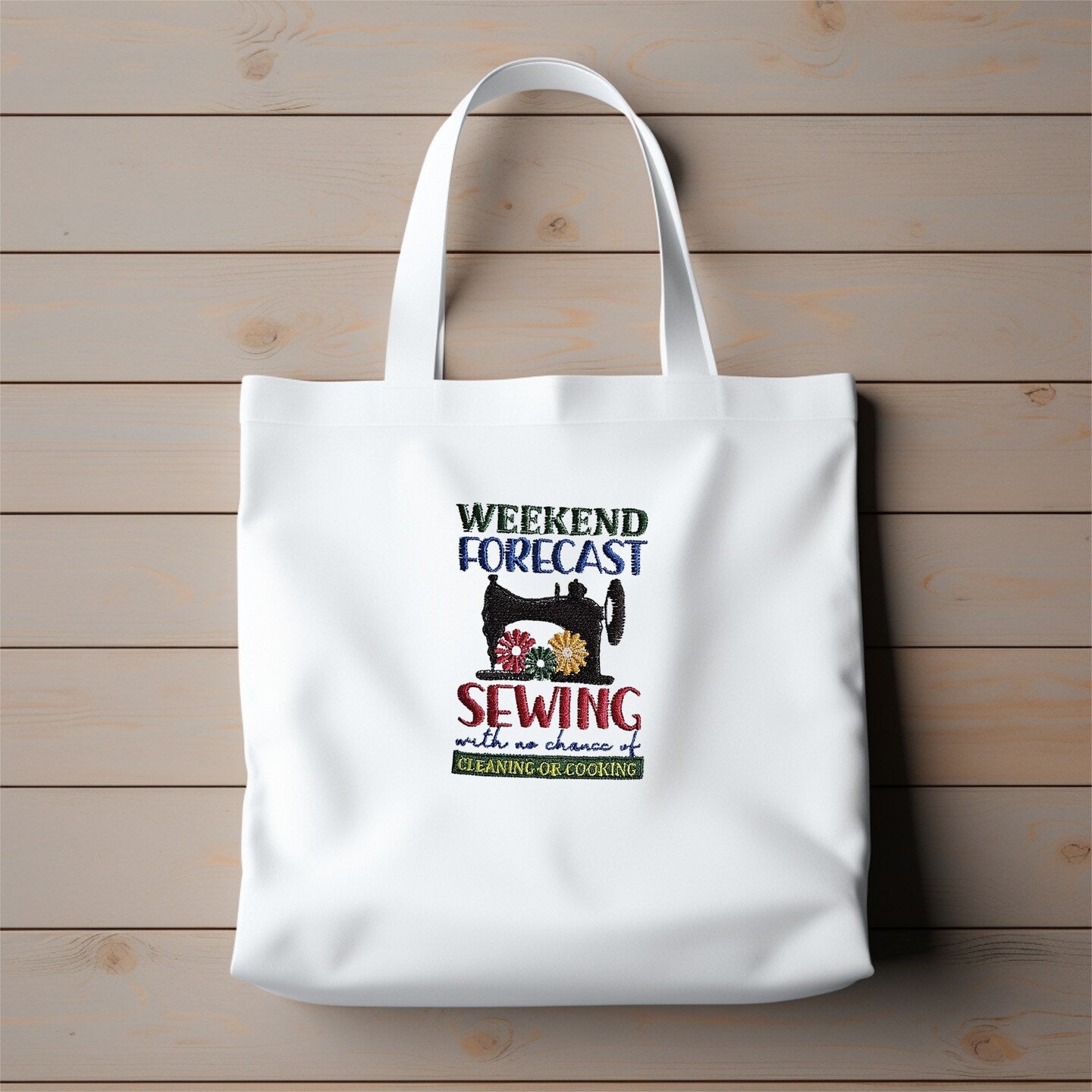 Embroidered Sewing Canvas Book Bag Reusable Grocery Sack Custom Shopping Bag Canvas Book Tote for Mom Birthday Gift Bag Present for Sewist