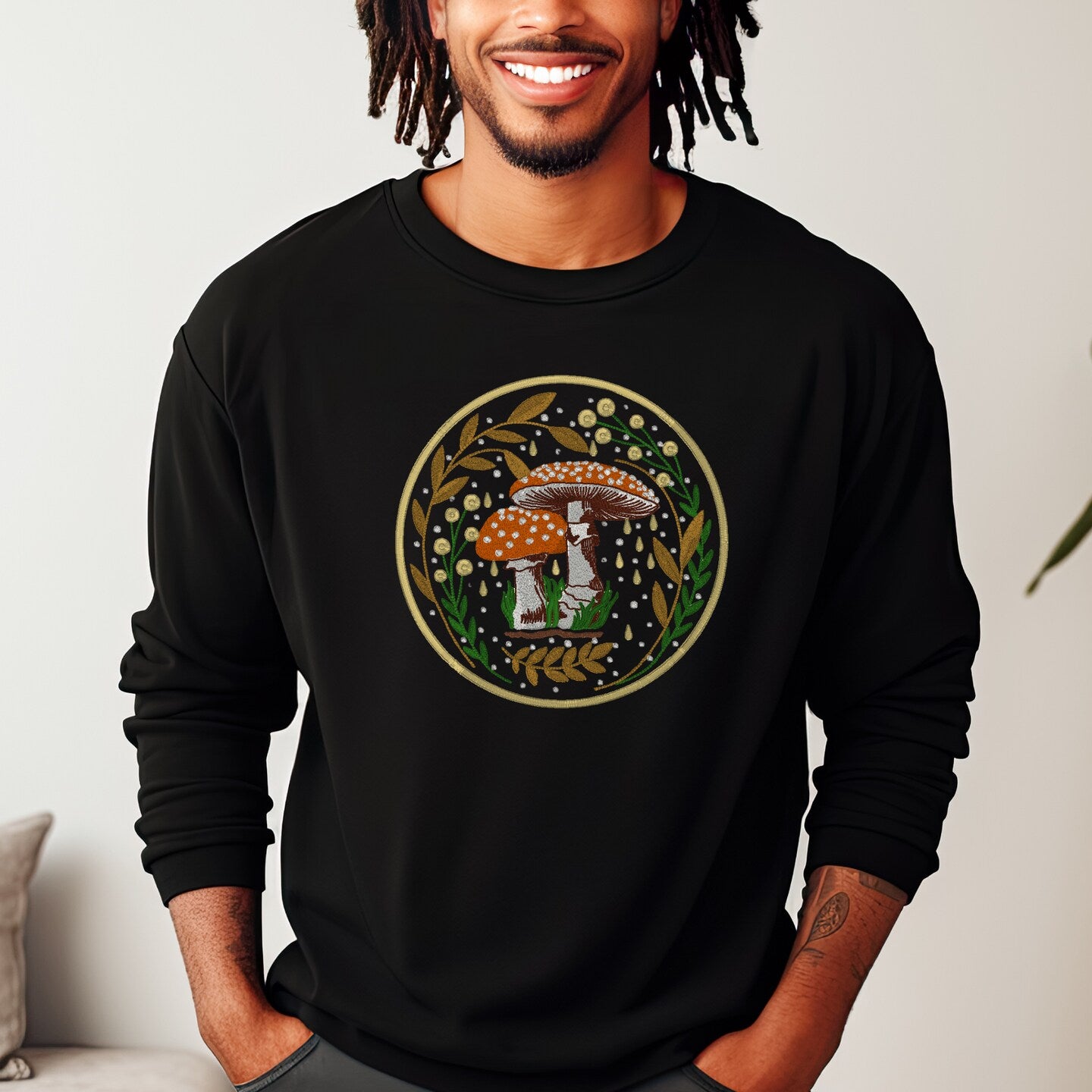 Embroidered Sweatshirt Mushrooms Mother's or Father's Day Sweater Gift Cute Comfy Pullover Present Unisex Hoodie Custom Creweckn