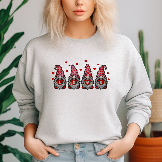 Embroidered Sweatshirt Love Gnomes Fun Mother's Day Gift Soft Comfy Sweater Present Unisex Hoodie Custom Crewneck Sweatshirt