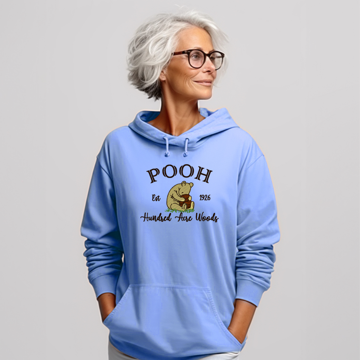 Embroidered Sweatshirt Hundred Acre Woods Pooh Sweater Mother's Day Gift Soft Comfy Sweater Present Unisex Hoodie Custom Crewneck Sweatshirt