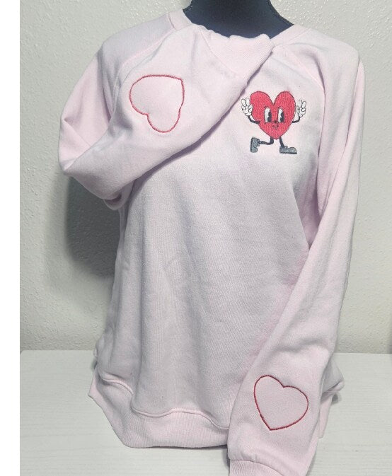 Embroidered Sweatshirt Walking Heart Mother's Day Sweater Gift Soft Comfy Pullover Present Unisex Hoodie Custom Crewneck