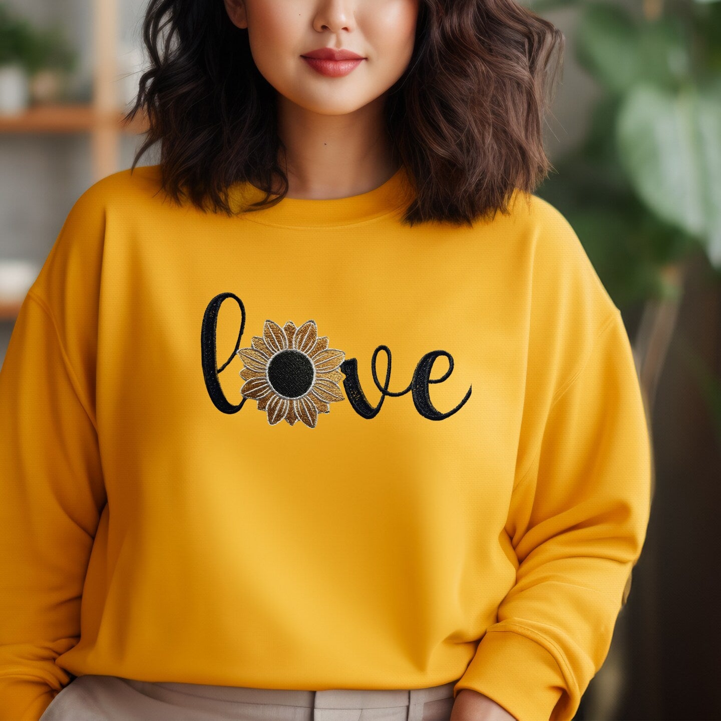 Embroidered Sweatshirt Sunflower Love Fun Mother's Day Gift Soft Comfy Sweater Present Unisex Hoodie Custom Crewneck Nature Lovers Gift