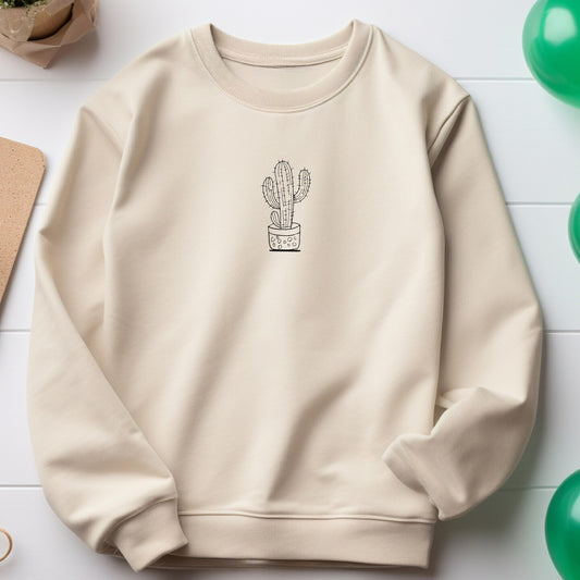 Embroidered Sweatshirt Cactus Womens Sweater Gift Comfy Pullover Unisex Hoodie Embroidered Custom Crewneck Sweatshirt for Mom