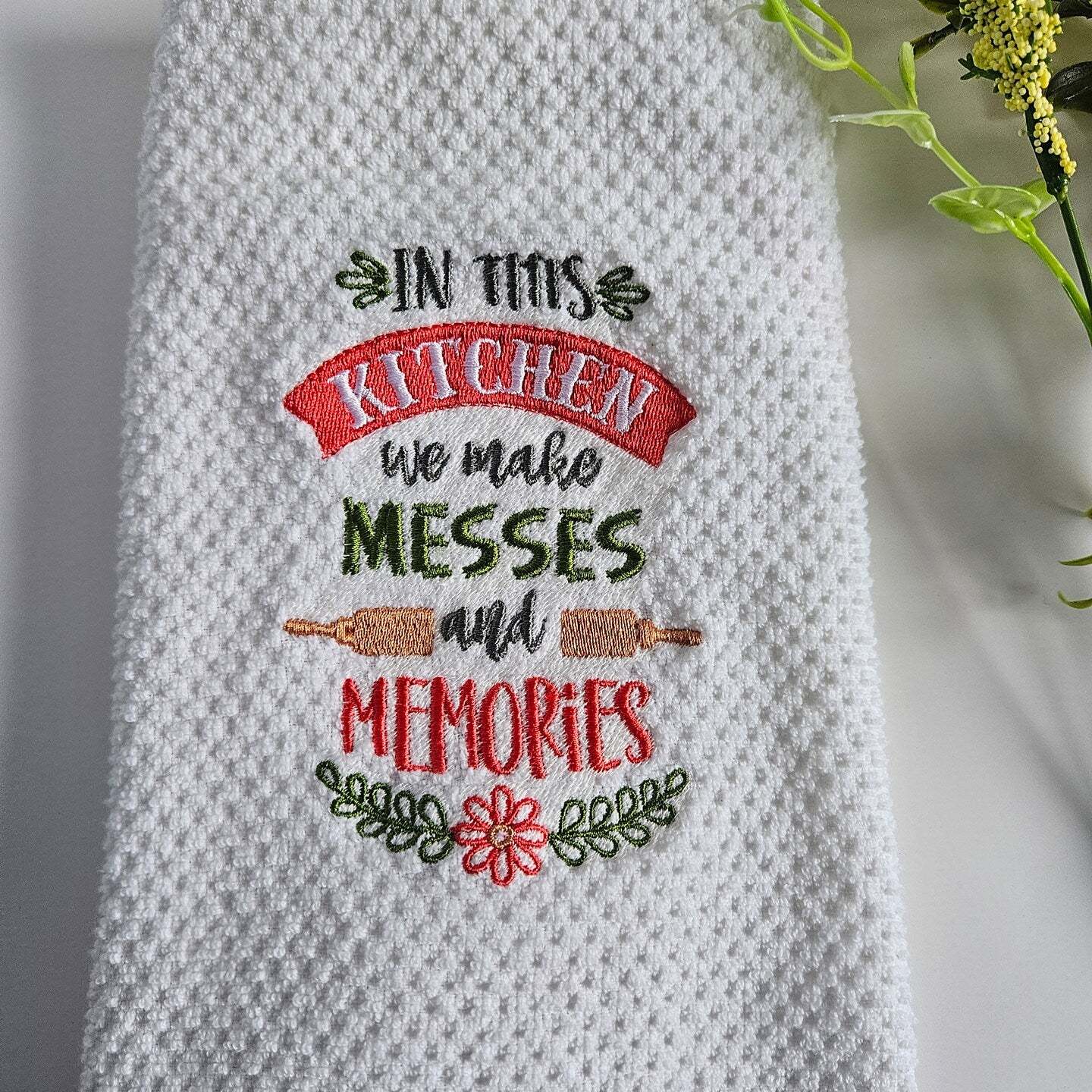 Embroidered Kitchen Towels Thank You Gift Home Decor Cloth Custom Embroidered Tea Towel Housewarming Present Wedding Gift